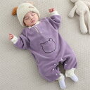ベビー服 ロンパース クマ柄 長袖 子供服 カバーオール 女の子 男の子 秋 冬 可愛い ジャンプスーツ 防寒 保温 ふわふわ もこもこ 新生児 日常 肌着 出...