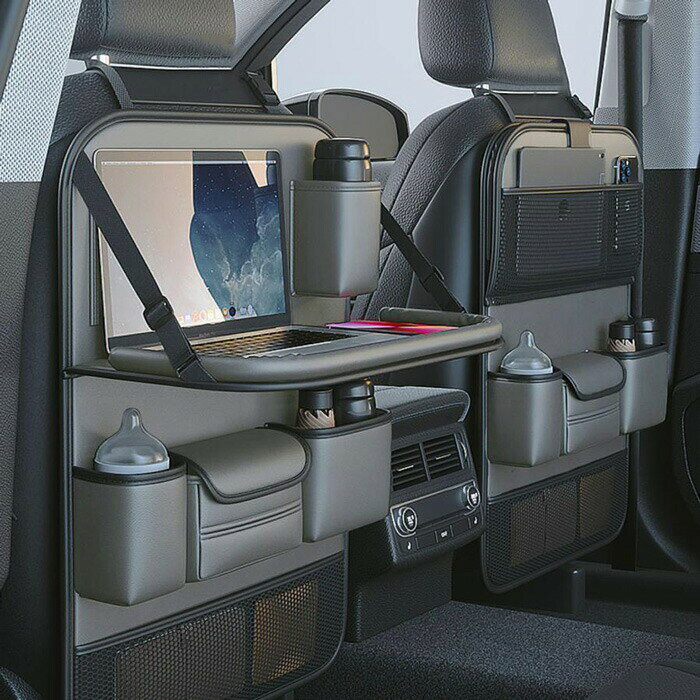 Rakuten - シートバックポケット 車 車内 カー用品 テーブル 付き 収納 ポケット シートポケット 後部座席 多機能 車用収納ポケット 収納ポケット 汚れ防止 ドリンクホルダー