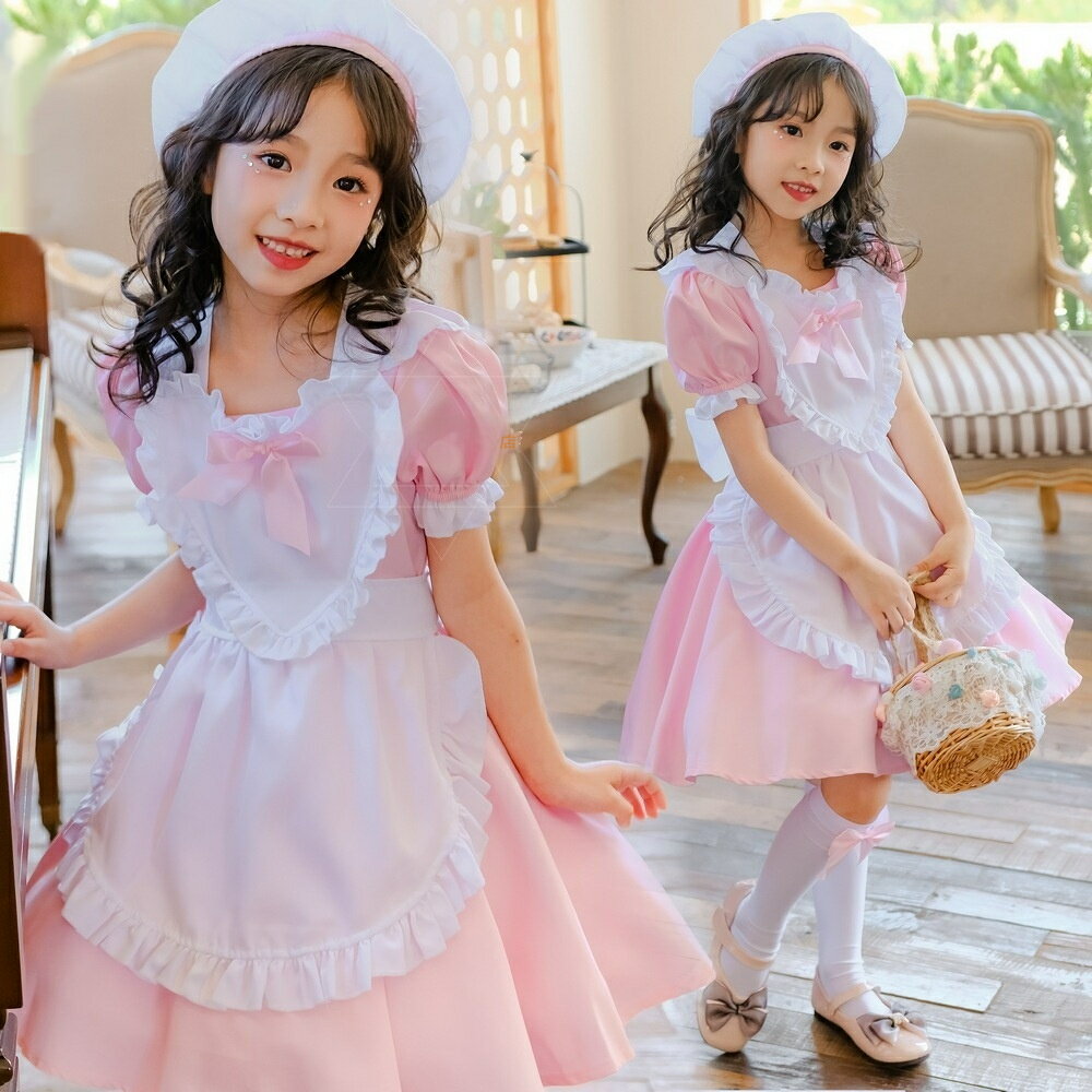 乐天商城 - コスプレ 3点セット メイド服 キッズ 大人 レディース コスチューム ワンピース キャラクター 女の子 ジュニア かわいい 子供服 水色 ワインレッド ピンク 黒 ハロウィン 仮装 演出服 学園祭 文化祭 お姫様 イベント 女児