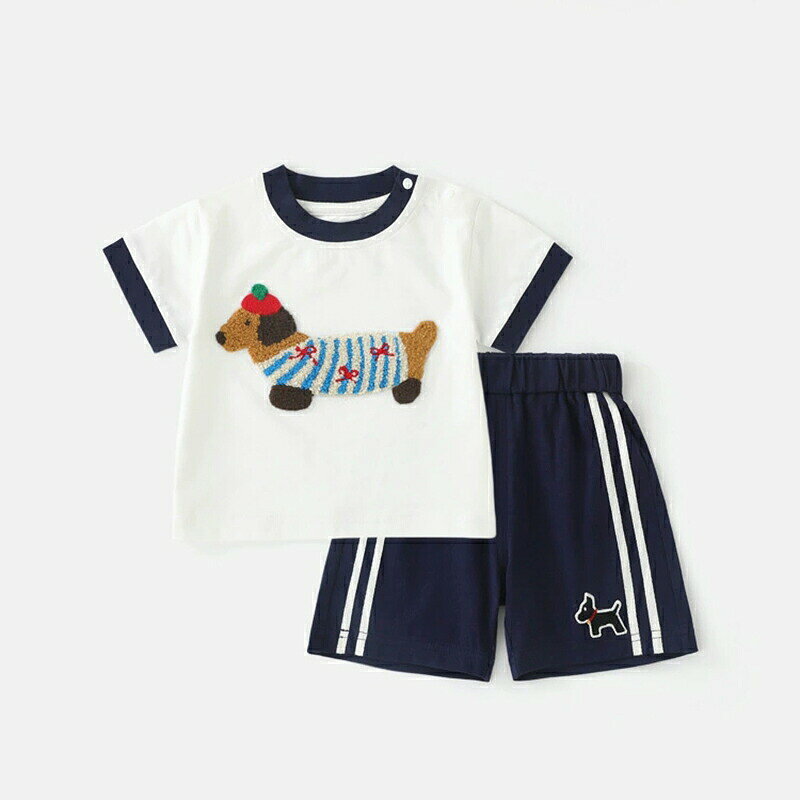 キッズ セットアップ ワンちゃん 柄 半袖 Tシャツ ショートパンツ 上下セット 夏 薄手 幼児 子供 男の子 女の子 お出かけ プレゼント ギフト 幼児