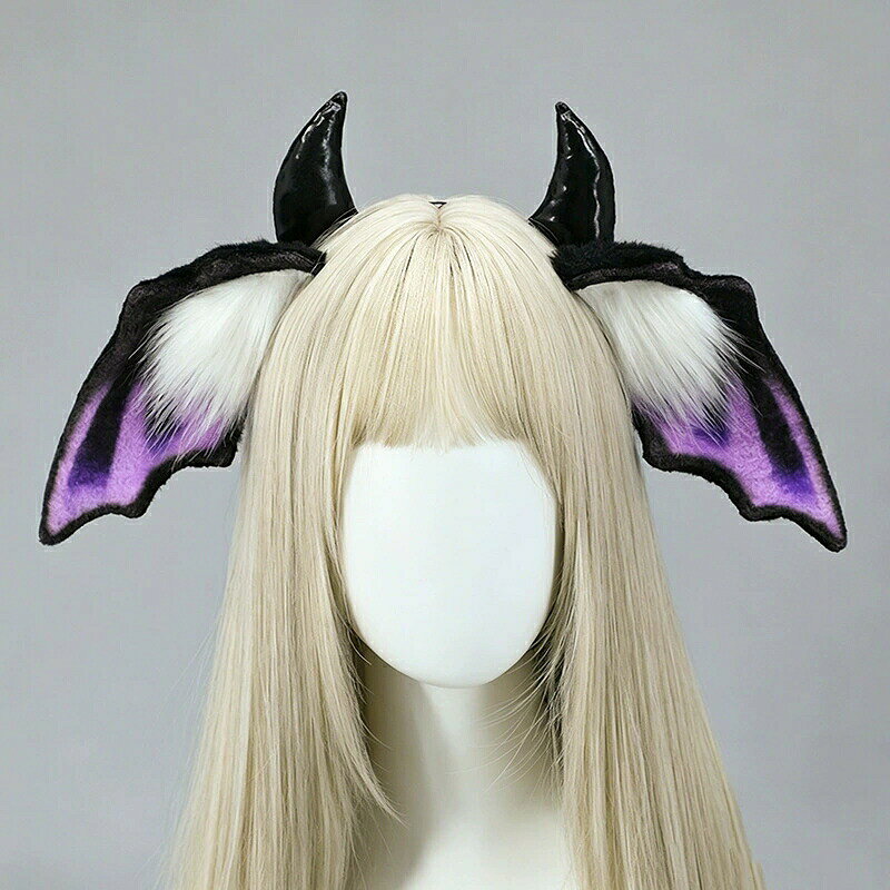 悪魔翼耳カチューシャ ふわふわ ハロウィン 小悪魔カチューシャ けもみみ 悪魔の角 ケモミミ コスプレ小物 仮装 イベント パーティー 文化祭 学園祭 かわいい フリーサイズ 在庫あり