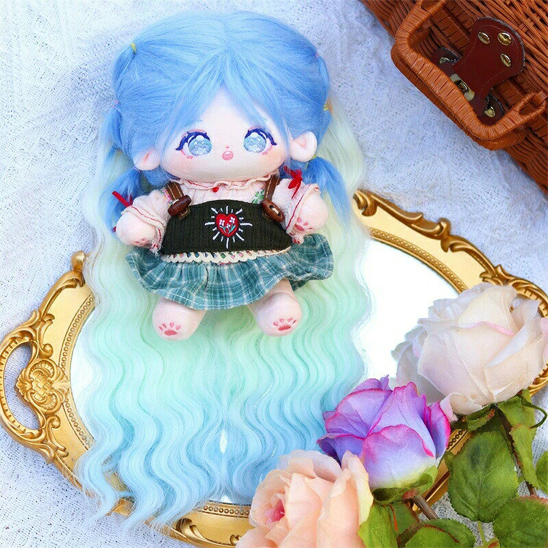 ぬいぐるみ用ウィッグパーツ ぬい用エクステ ぬいぐるみ用毛束 ぬい用ポイントウィッグ ぬいぐるみ用 耐熱ファイバーエクステ 白緑水色グラデーション ぬい用エクステ毛束