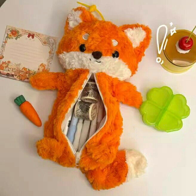 キツネのペンケース 狐 筆箱 ぬいぐるみ ペンポーチ 文具収納ポーチ もふもふ ぬいぐるみペンケース 文房具収納袋 収納ポーチ 収納袋 ポーチ 化粧ポーチ コスメポーチ ふわふわ 癒し系 かわいい brain-a2023-10005487 Rizumu楽天市場店 パッケージ画像