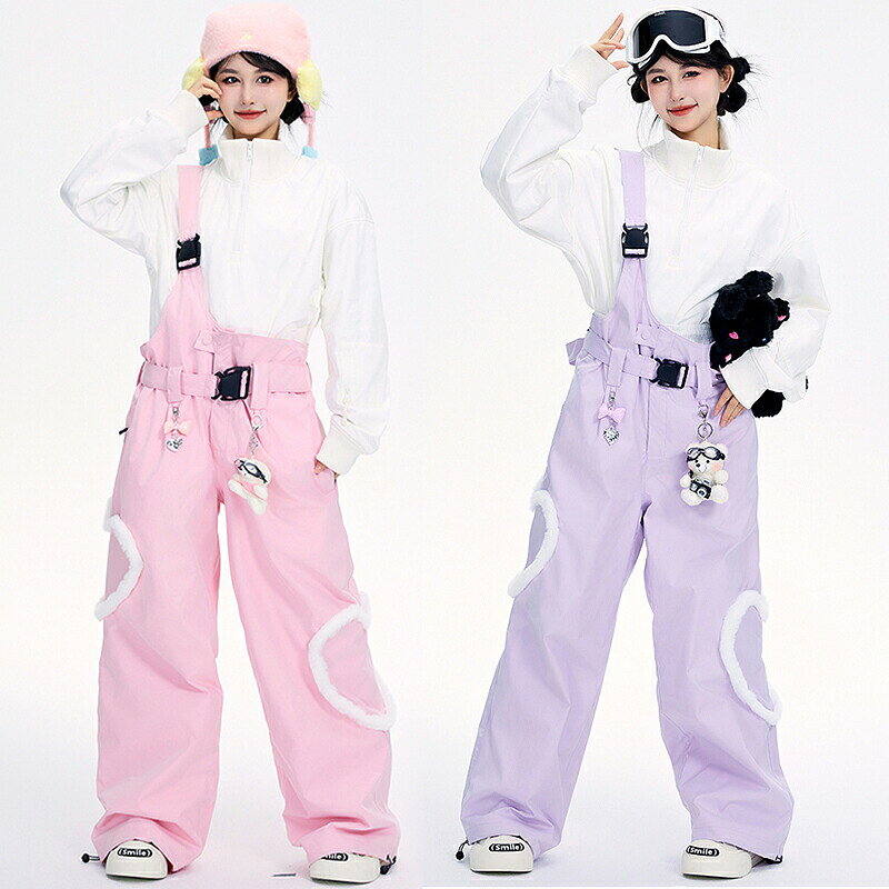 ビブパンツ スノボパンツ レディース スキーパンツ 片肩オーバーオール サスペンダ...