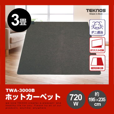 【送料無料(一部地域を除く)】TEKNOS ホットカーペット　3畳用本体　TWA-3000B　電気カーペット