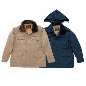 表地制電防止ユニフォーム【橘被服7800制電防止T/Cカストロコート(フードイン)】警備 防寒 作業 警備服 防寒服 作業服