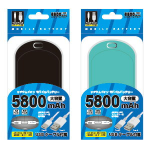 ブレイン【BR-8000 5Vリチウムイオンモバイルバッテリー(5800mAh)】(空調ウェア BN-001 BN-003用バッテリー)USB充電ケーブル付属(USB TypeC/USB TypeA)§BR∞空調ベスト