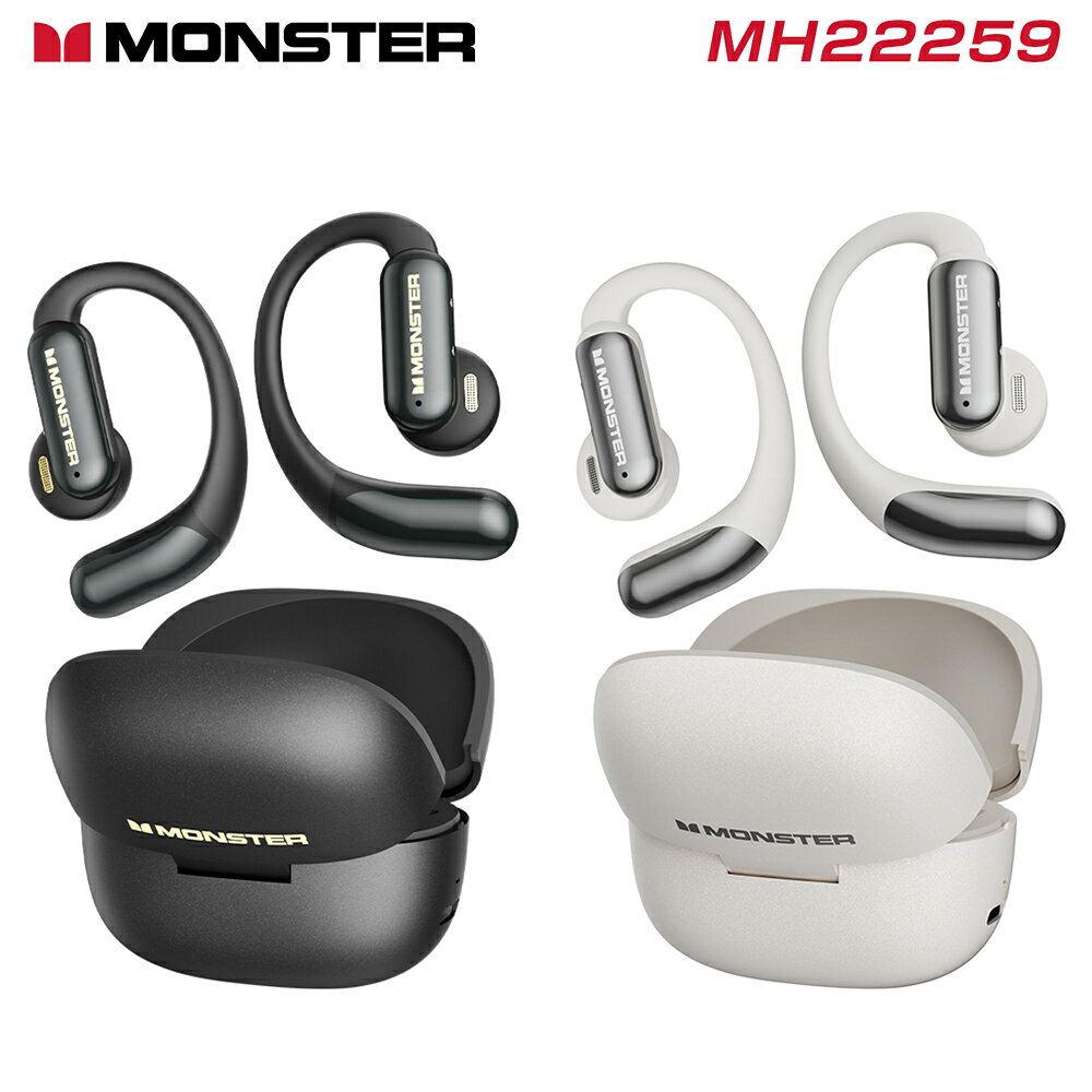 MONSTER  Bluetooth イヤホン  耳をふさがないので疲れない・IPX5防水 ブラック / ホワイト 