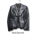 Neil Barrett ニールバレット シングルブレスト レザージャケット ダークブラウン Sサイズ レディース イタリア製 国内正規タグ【中古】【送料無料】