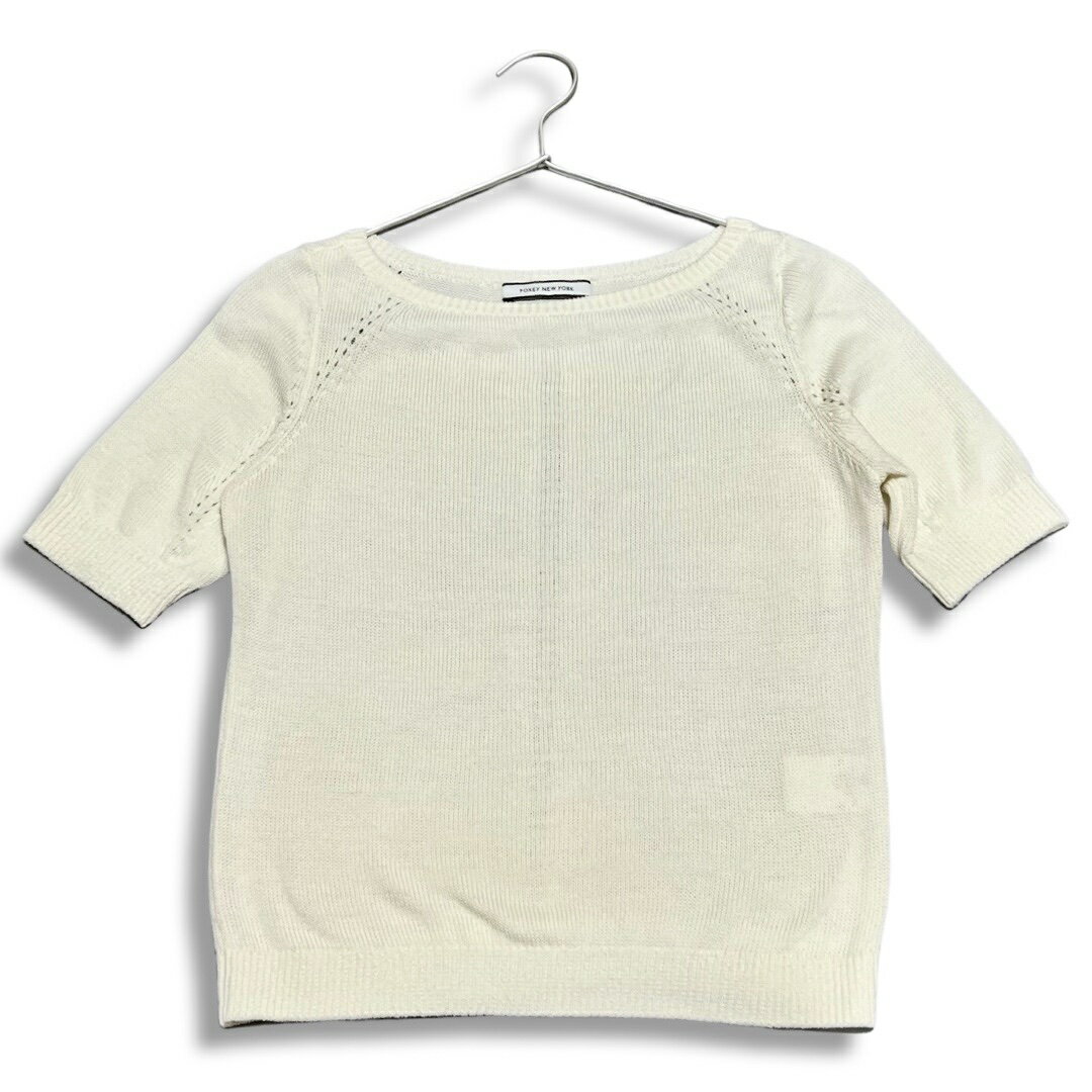 FOXEY NEW YORK COLLECTION フォクシーニューヨーク CROP PULLOVER 半袖 ニット カットソー 346886 ホワイト size 40 レディース【中古】【鑑定済み】【送料無料】