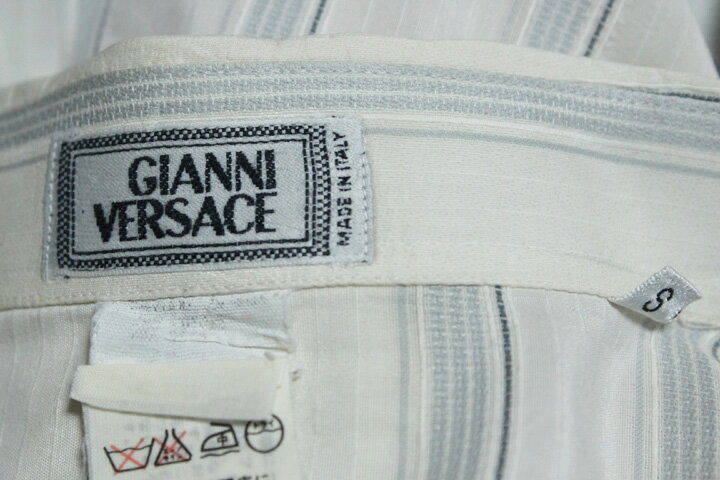 ジャンニ ヴェルサーチ GIANNI VERSACE ストライプ柄 長袖 シャツ ホワイト 46 メンズ トップス【中古】【送料無料】