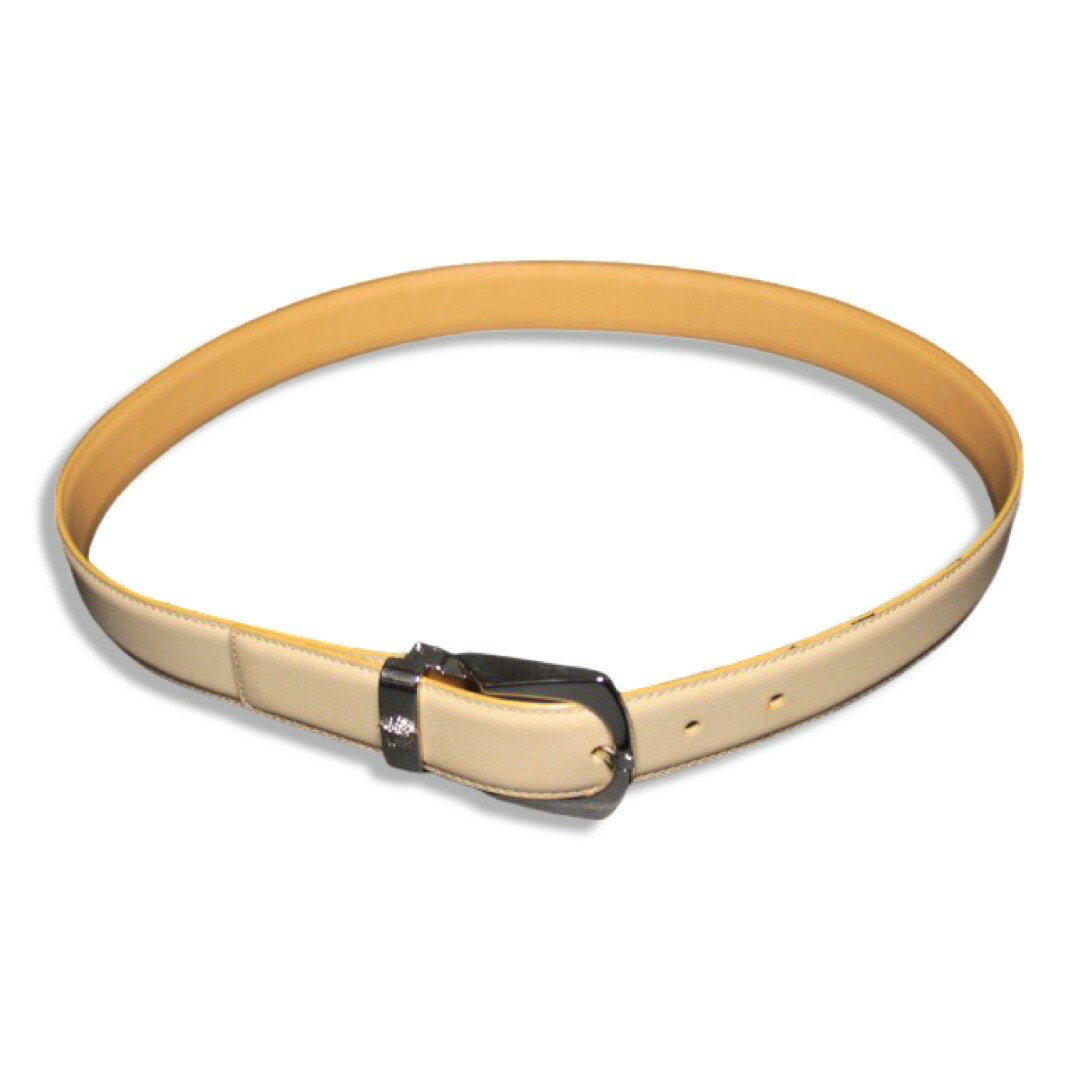 GIANNI VERSACE ジャンニ ヴェルサーチ メデューサ金具 レザー ベルト ライトベージュ size 85 / 34 レ..