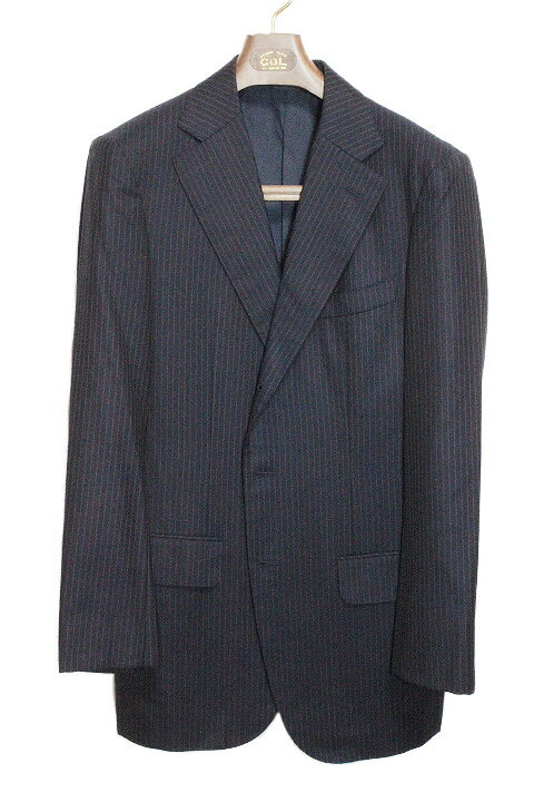COL コルウ ビスポーク ストライプ柄 3B シングルブレスト ジャケット ネイビー メンズ 日本製 ビジネ..