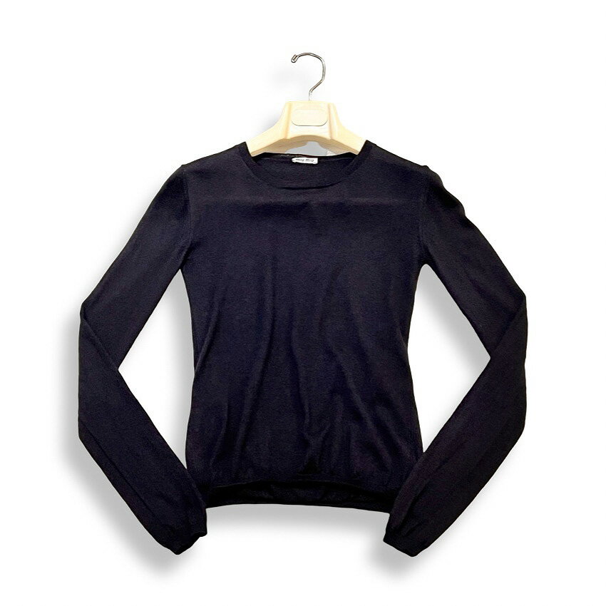 MIU MIU ミュウミュウ カシミア シルク ニット トップス 薄手 セーター ブラック size 40 レディース 正規品【中古】【鑑定済み】【送料無料】