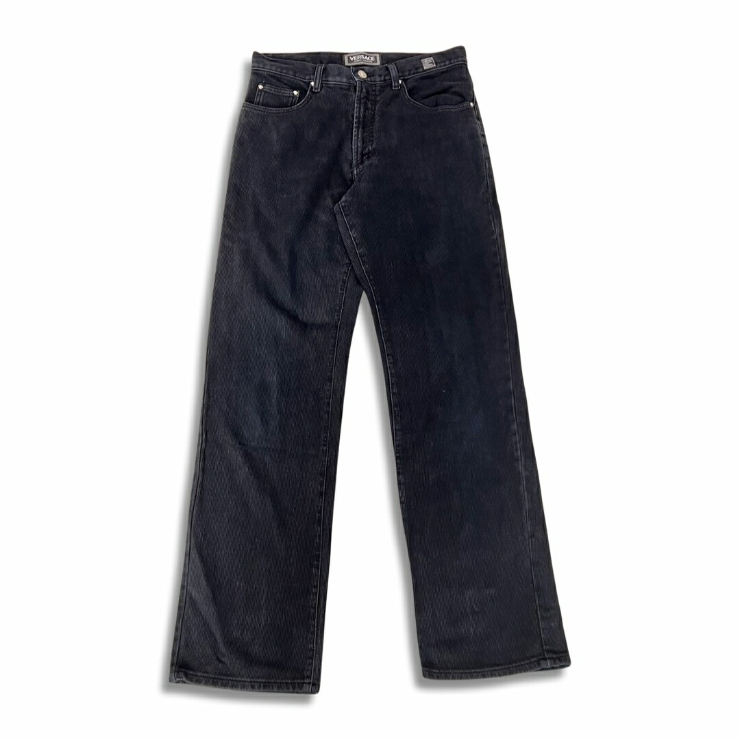 乐天商城 - VERSACE JEANS COUTURE ヴェルサーチェ ジーンズ クチュール コットン コーデュロイ パンツ ブラック size 32 メンズ【中古】【鑑定済み】【送料無料】【中古】【鑑定済み】【送料無料】