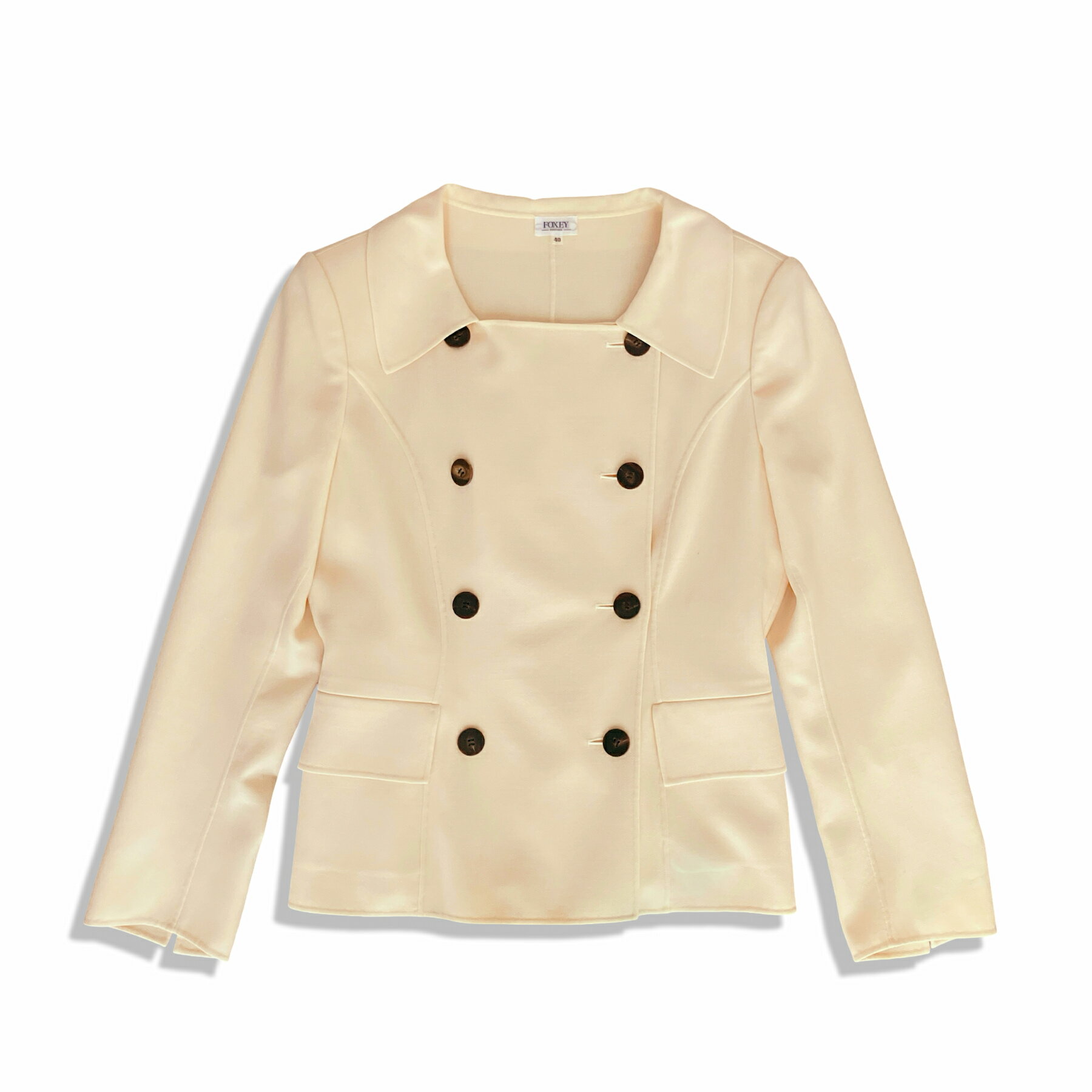 乐天商城 - FOXEY フォクシー ダブルブレスト ウール ジャケット size 40 ベージュ レディース 18027 セレモニー 日本製【中古】【鑑定済み】