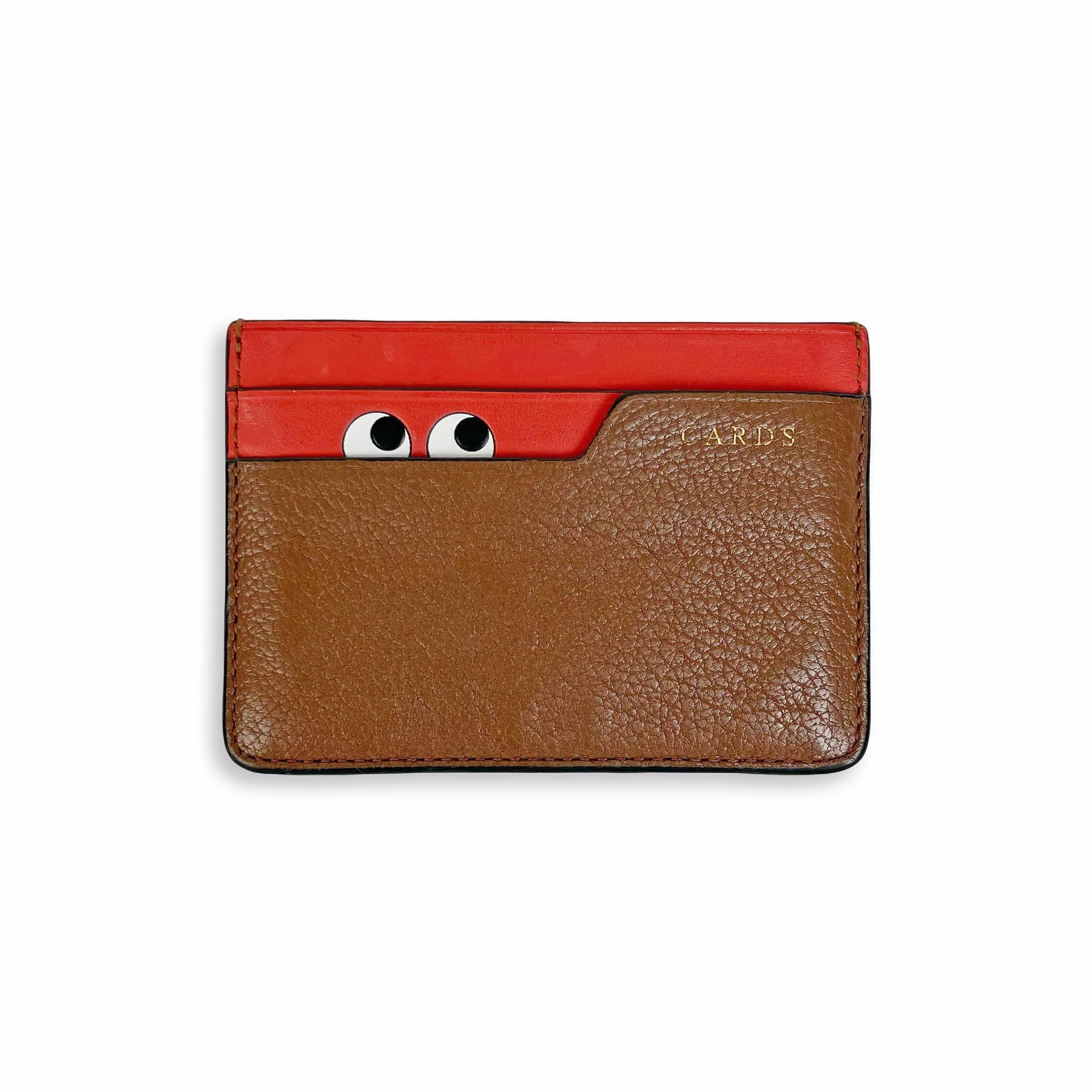 Rakuten - Anya Hindmarch アニヤ ハインドマーチ Peeping Eyes ピーピング アイズ レザー カードケース ブラウン レッド【中古】【鑑定済み】