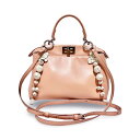 FENDI フェンディ ピーカブー ミニ レザー フラワー 2way ショルダー ハンドバッグ ピンク 8BN244【中古】【鑑定済み】【送料無料】