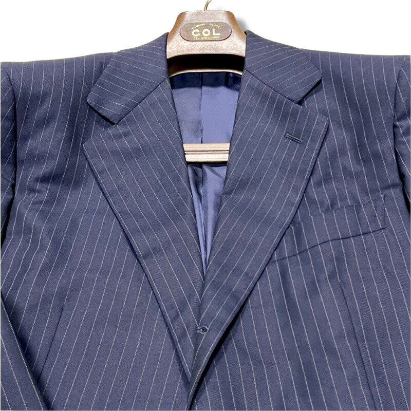 COL コルウ ストライプ柄 シングルブレスト スーツ ネイビー size 48 メンズ 神戸 日本製【中古】【鑑定済み】【送料無料】