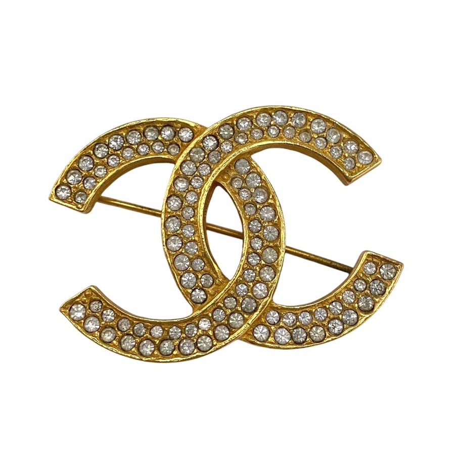 Rakuten - CHANEL シャネル GP×ラインストーン ココマーク 174 ブローチ ゴールド 【中古】【鑑定済み】