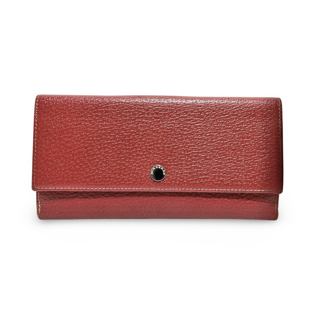 BURBERRY LONDON バーバリー ロンドン レザー 二つ折り 長財布 レッド ロングウォレット ABランク【中古】【鑑定済み】【送料無料】