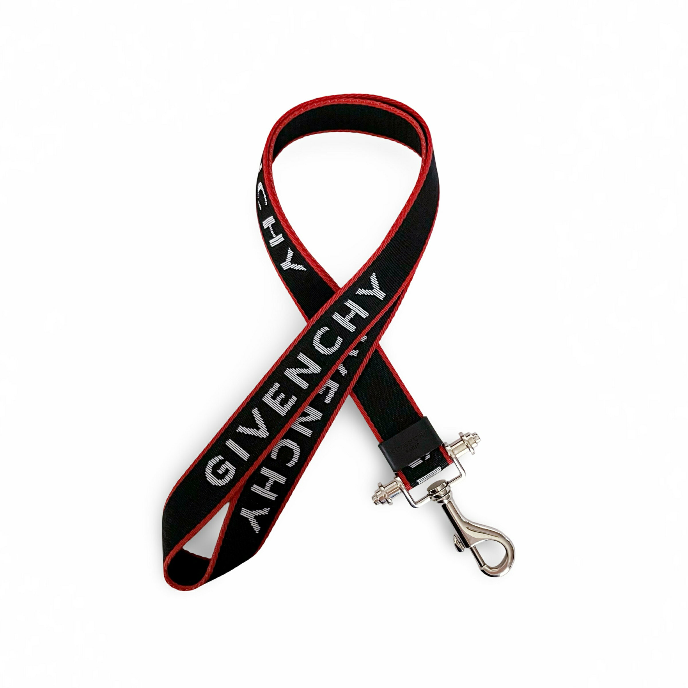 乐天商城 - GIVENCHY ジバンシー ネックストラップ ポリエステル ブラック レッド シルバー金具 ロゴ BK6002K 【中古】【鑑定済み】