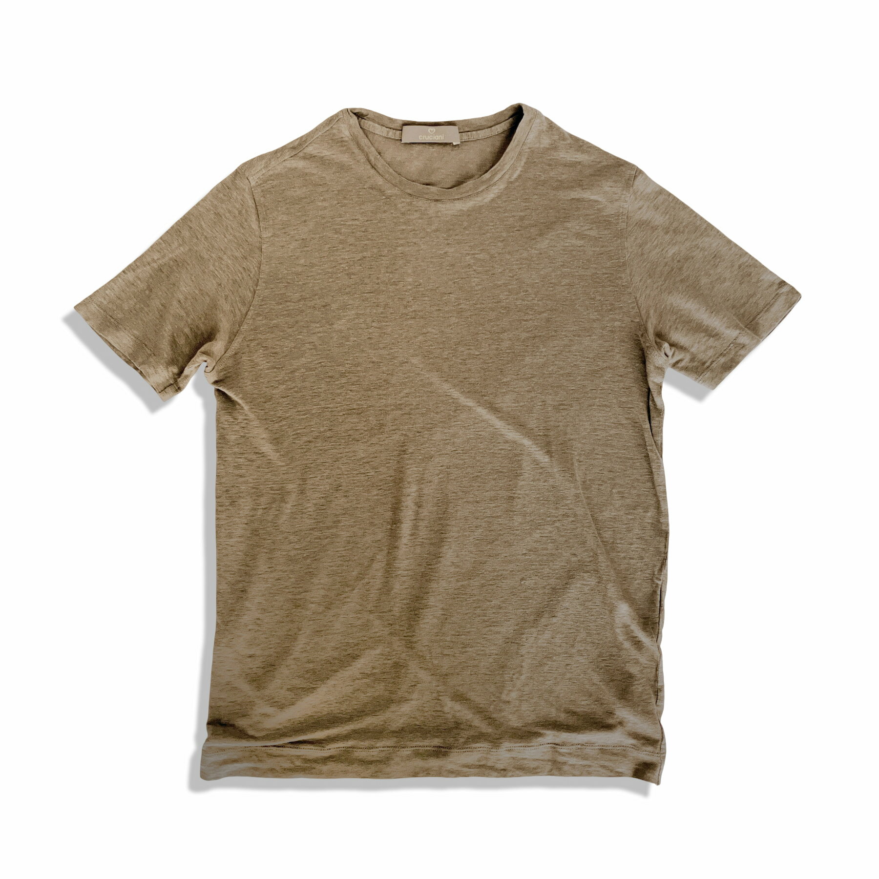 Rakuten - Cruciani クルチアーニ リネン 半袖 Tシャツ クルーネック ブラウングレー系 size 50 メンズ CU13.332 イタリア製【中古】