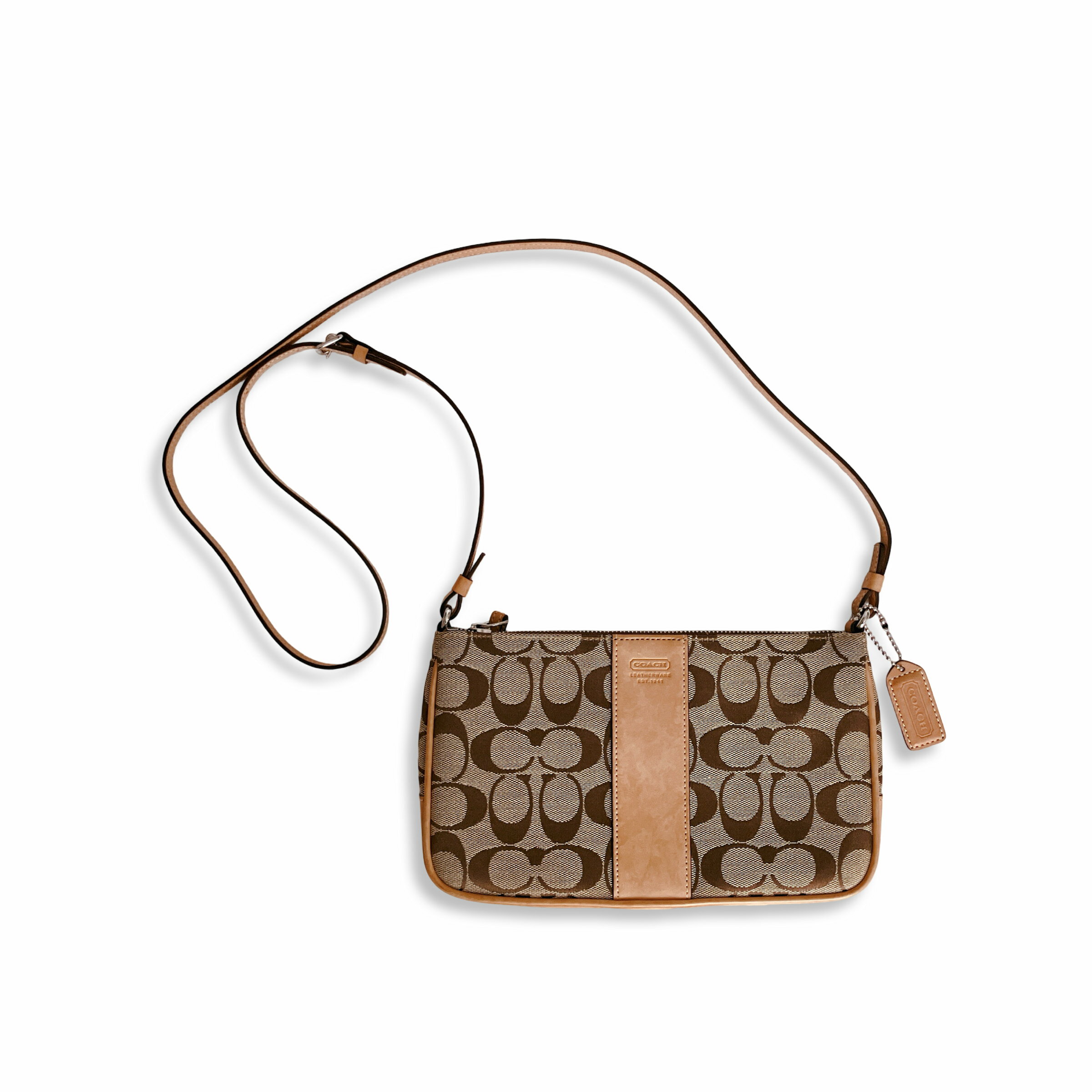 Rakuten - COACH コーチ シグネチャー スリムデミジップ ショルダーバッグ クロスボディバッグ ブラウン 6338 SAランク【中古】【鑑定済み】