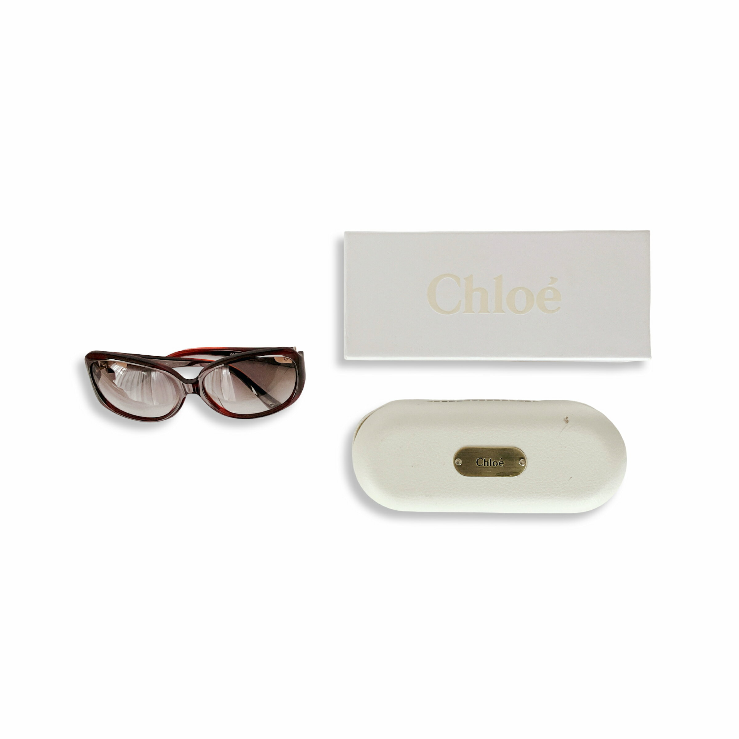 Rakuten - Chloe クロエ ビッグフレーム サングラス ボルドー CL2216 レディース アイウェア ケース付き【中古】【鑑定済み】