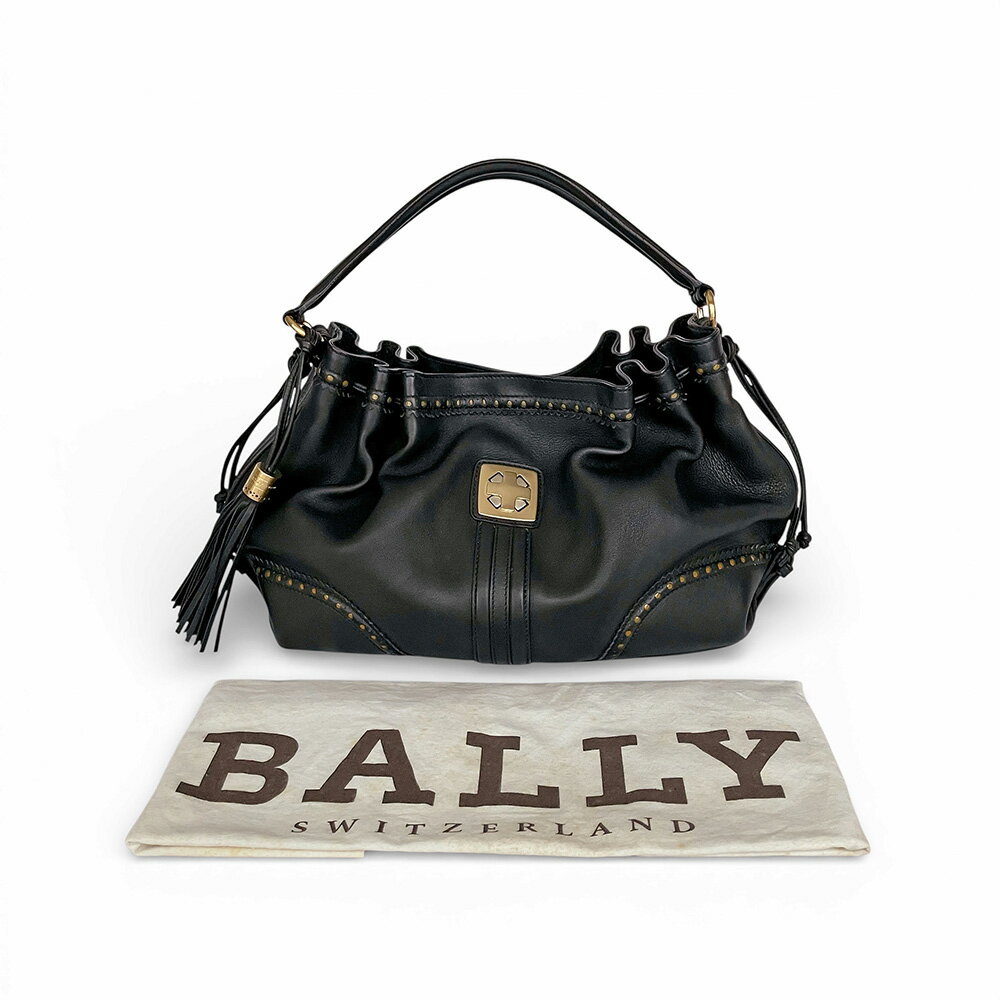 乐天商城 - BALLY バリー タッセル レザー スタッズ ワンショルダーバッグ ブラック レディース【中古】【鑑定済み】