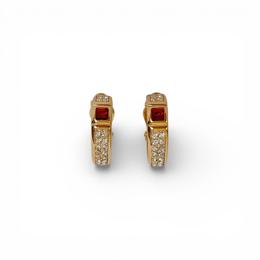 Rakuten - GIVENCHY ジバンシィ ラインストーン カラーストーン サークル イヤリング ゴールド ヴィンテージ【中古】【鑑定済み】