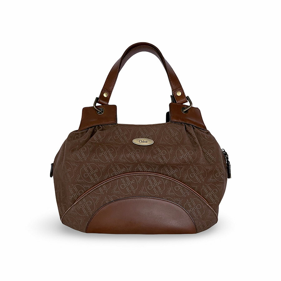 Rakuten - Chloe クロエ モノグラムパターン ハンドバッグ ブラウン ナイロン レザー レディース 鞄【中古】【鑑定済み】
