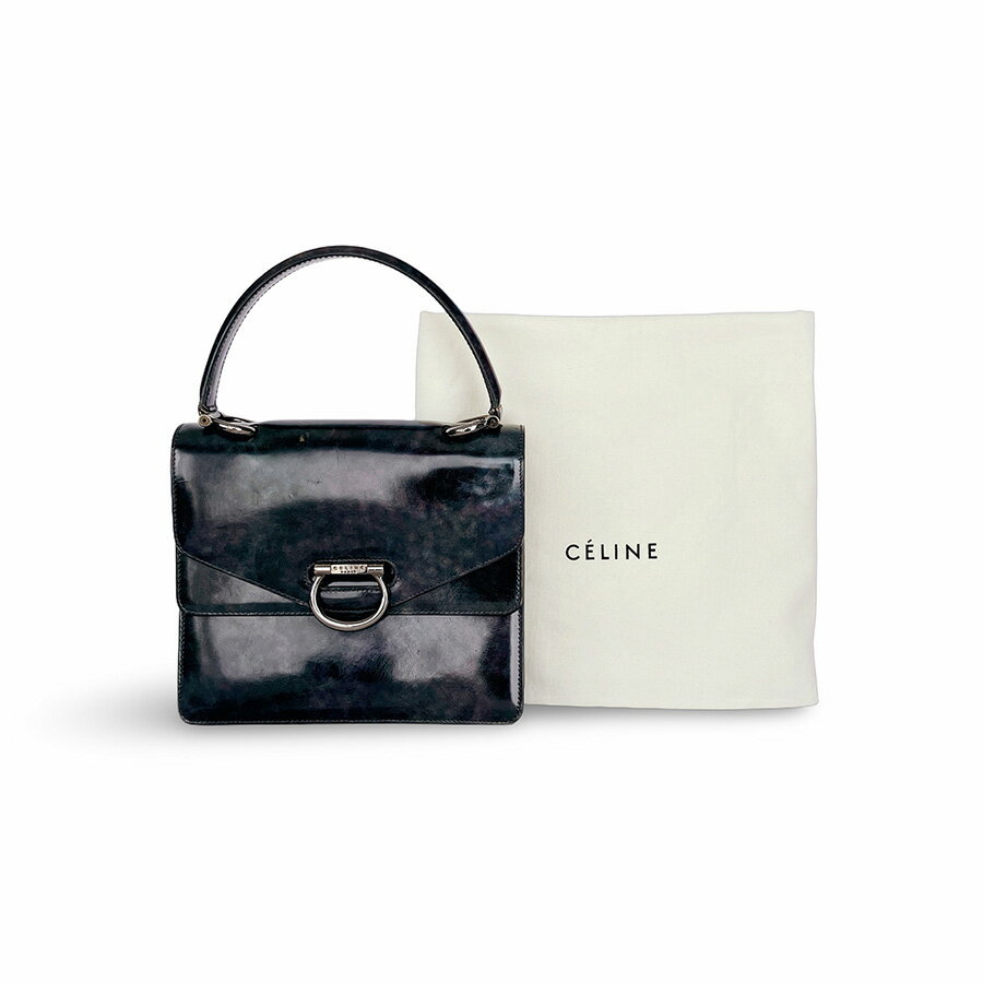 Rakuten - CELINE セリーヌ ガンチーニ マーブル模様 レザー ダブルフラップ ハンドバッグ ブラック ヴィンテージ【中古】【鑑定済み】