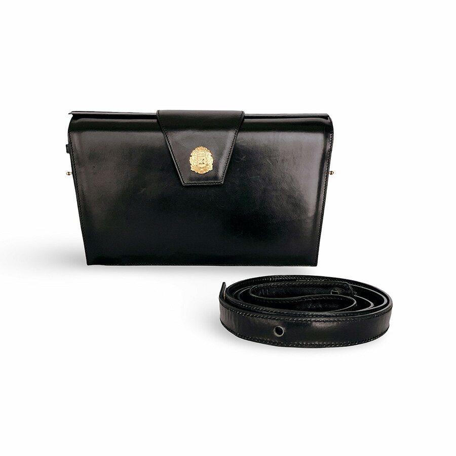 Rakuten - CELINE セリーヌ ゴールドエンブレム レザー 2WAY ショルダーバッグ クラッチバッグ ブラック ヴィンテージ【中古】【鑑定済み】