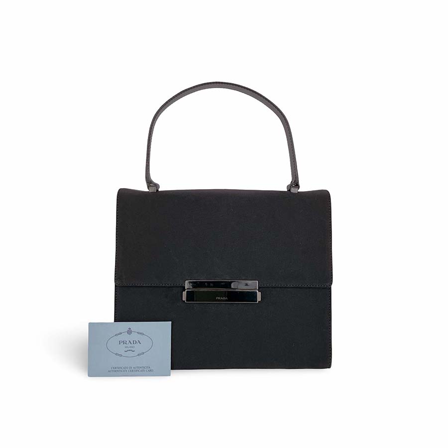 乐天商城 - PRADA プラダ ナイロン レザー トップハンドル ハンドバッグ ブラック フォーマル【中古】【鑑定済み】