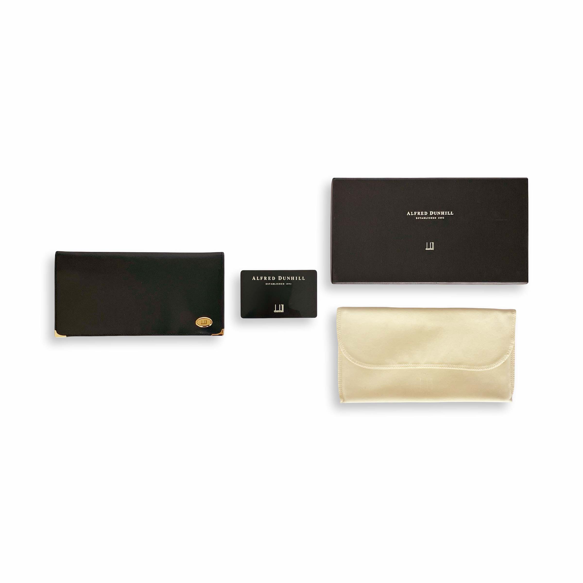 乐天商城 - dunhill ダンヒル ロゴプレート レザー 二つ折り 長財布 ロングウォレット ブラック【中古】【鑑定済み】