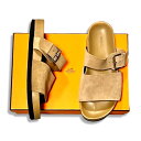 HERMES エルメス スエード レザー ベルト サンダル size 39 ベージュ ユニセックス【中古】【鑑定済み】【送料無料】【中古】【鑑定済み】【送料無料】