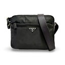 PRADA プラダ ナイロン トライアングルロゴ ショルダーバッグ クロスボディバッグ ブラック イタリア製【中古】【鑑定済み】【送料無料】