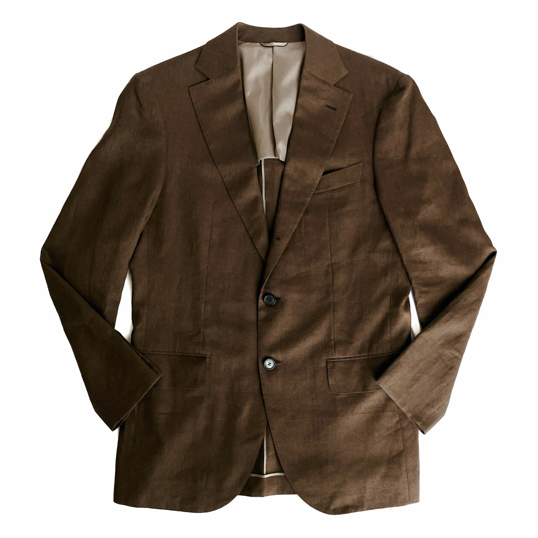 COL コルウ ビスポーク 無地 シングル テーラード ジャケット 茶 ブラウン ビジネス カジュアル メンズ..
