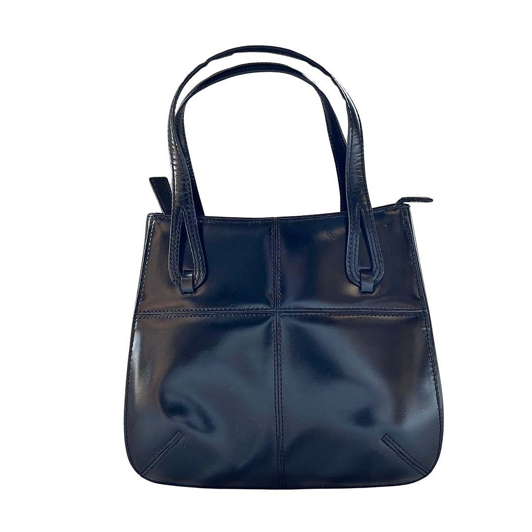 Rakuten - marie claire マリクレール レザー 2ハンドル ブラック シルバー金具 ハンドバッグ レディス【中古】【鑑定済み】【送料無料】