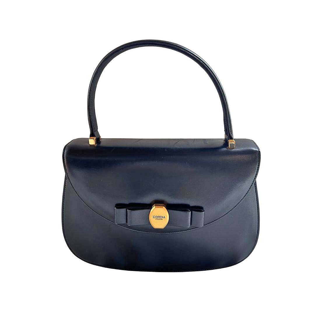 CORDIA PARIS コルディアパリ レザー ブラック ゴールド金具 ハンドバッグ レディス【中古】【鑑定済み】【送料無料】