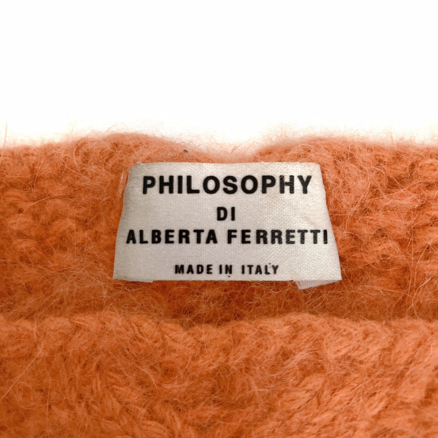 PHILOSOPHY DI ALBERTA FERRETTI フィロソフィー アルベルタ フェレッティ フレンチ袖 ボートネック アンゴラ混 ニット セーター オレンジ size 38 レディース【中古】【鑑定済み】【送料無料】