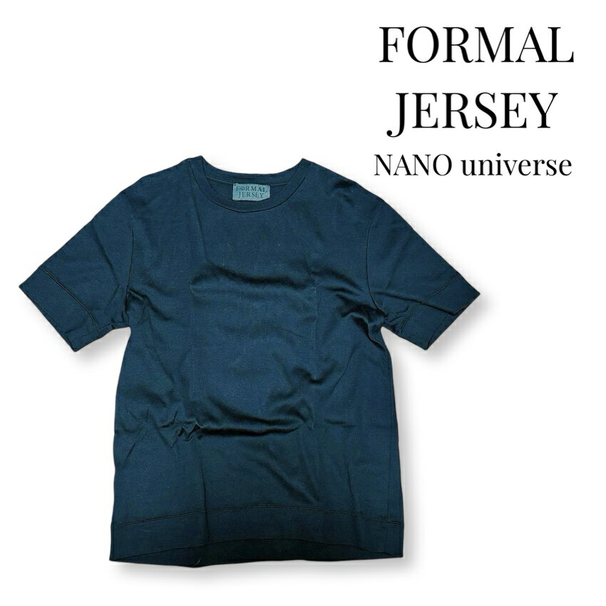 乐天商城 - FORMAL JERSEY NANO universe ナノユニバース 半袖 クルーネック Tシャツ コットン Lサイズ メンズ ブラック カジュアル ビジネス【中古】【鑑定済み】【送料無料】