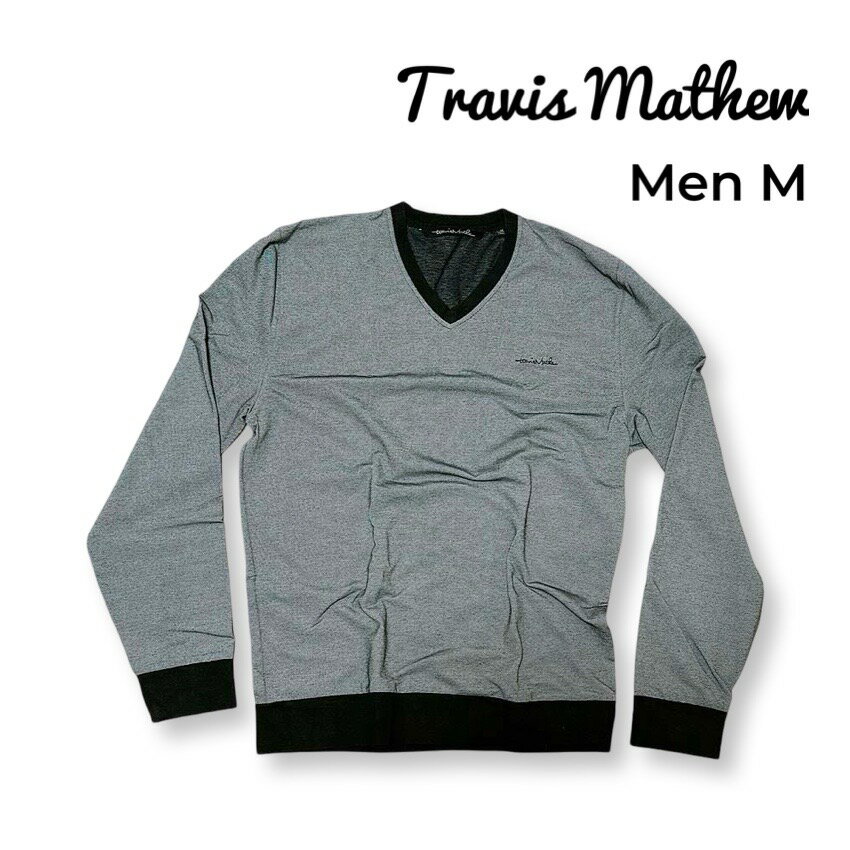 Rakuten - Travis Mathew トラヴィスマシュー Vネック スウェット トレーナー プルオーバー ワンポイント 無地 長袖 メンズ Mサイズ グレー ゴルフウェア【中古】【鑑定済み】【送料無料】