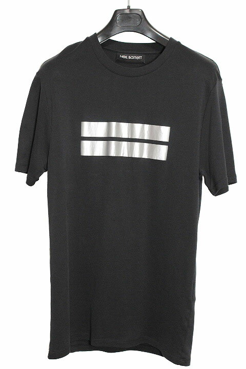 Rakuten - Neil Barrett ニールバレット SLIM FIT メンズ シルバーライン 半袖 Tシャツ ブラック コットン Lサイズ BJT412S G524 カットソー【中古】【鑑定済み】【送料無料】