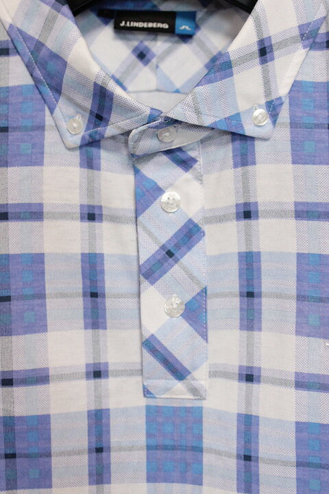 J.LINDEBERG ���������ɥС��� ������ SLIM FIT �����å��� Ⱦµ �ץ륪���С� ����� L������ ��� �֥롼 �ۥ磻�ȡ���šۡڴ���Ѥߡۡ�����̵����