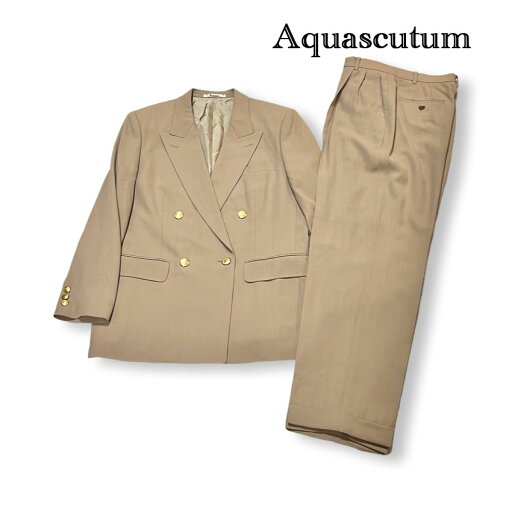 Aquascutum アクアスキュータム ダブルブレスト ジャケット スラックスパンツ セットアップ スーツ 無地 ベージュ size 11 レディース 正規品【中古】【鑑定済み】【送料無料】 Aquascutum アクアスキュータム ダブルブレスト ジャケット スラックスパンツ セットアップ スーツ 無地 ベージュ size 11 レディース 正規品【中古】【鑑定済み】【送料無料】