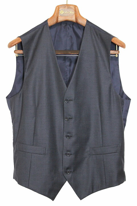 Loro Piana ロロ ピアーナ ビスポーク 正規品 シングル 3B ウール ベスト スリーピース スーツ 無地 ネイビー メンズ イタリア製 オーダーメイド WISH Super 170'S Wool【中古】【鑑定済み】【送料無料】