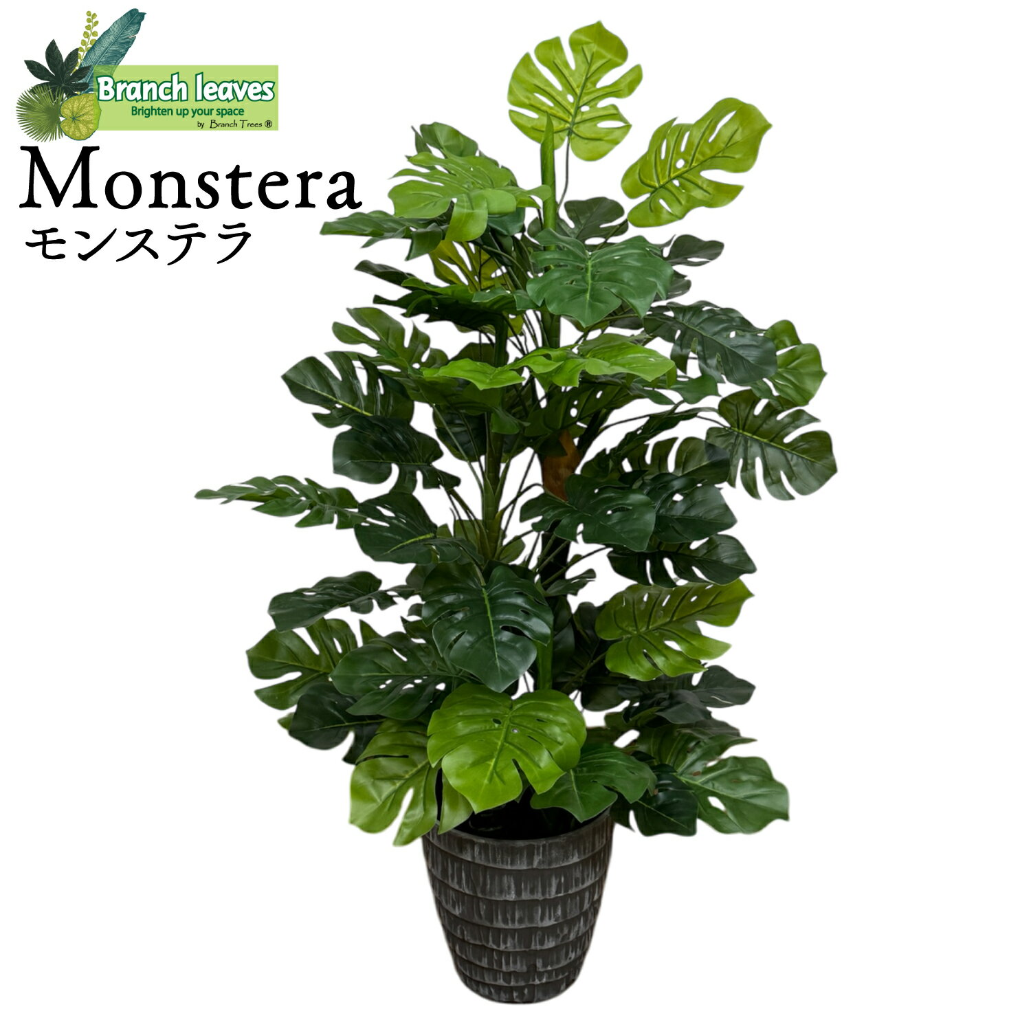 Branch leaves フェイクグリーン Monstera モンステラ 高さ85cm 横幅60cm CH10841629　本物のようなリアルな質感 どんなインテリアにも馴染みやすい 人工観葉植物
