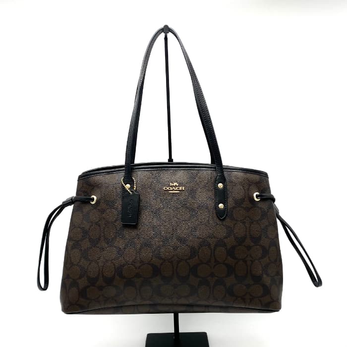 【中古】美品 COACH コーチ シグネチャー レザー トート バッグ eD01101M